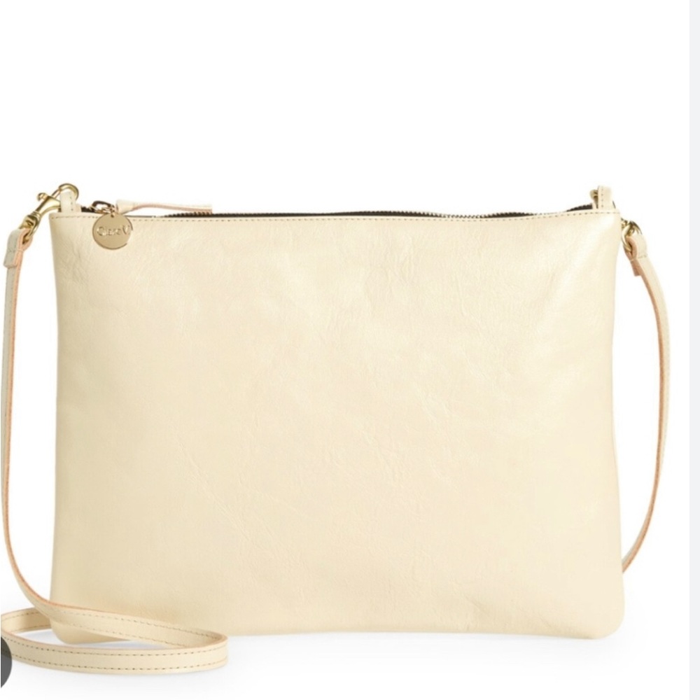 Clare v sac Bretelle in rustic white leather